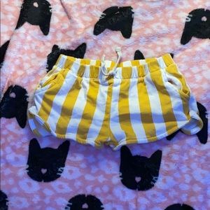 Yellow striped summer shorts